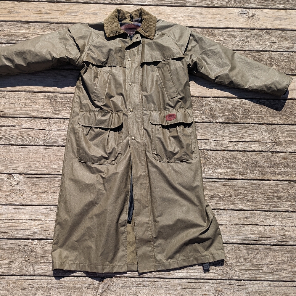 Vtg Woolrich Olive Green Blanket Lined Men's Medium Trenchcoat